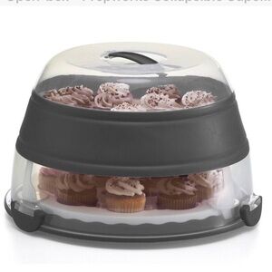 NEW Prepwirks Collapsable Gray Cupcake Carrier